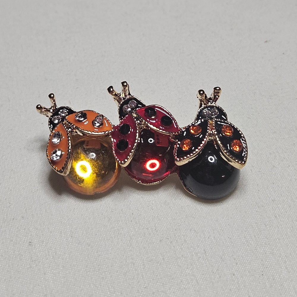 Ladybug Brooch Pin Women OS Multicolor Rhinestone Enamel Insect Vibe - Picture 1 of 5